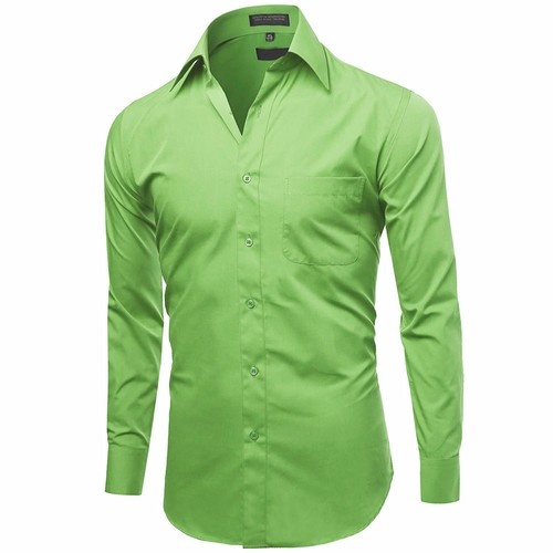 Herren Knopfleiste formelles Kleid Shirt Langarm einfarbig normale Passform - Bild 4 von 82