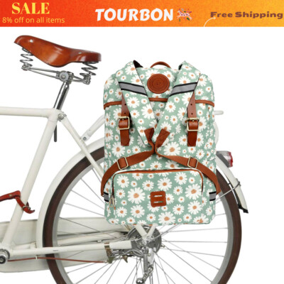 TOURBON Vintage Bicycle Single Rear Rack Pannier Nylon Bike Seat Bag  Backpack UK