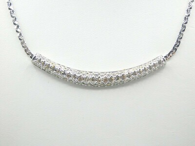 Vintage Authentic Swarovski SWAN Silver Tone Crystal Pave Bar