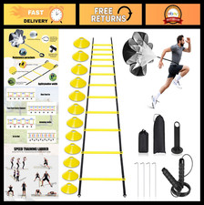 Speed Agility Ladder Set - 20ft Rungs, Soccer Cones, Jump Rope  Resistance Umbr