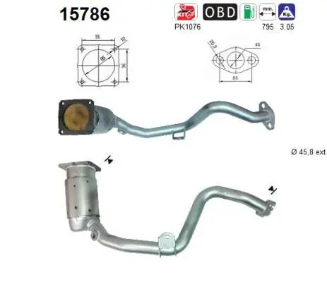 Catalizzatore 15786 AS per PEUGEOT CITROËN