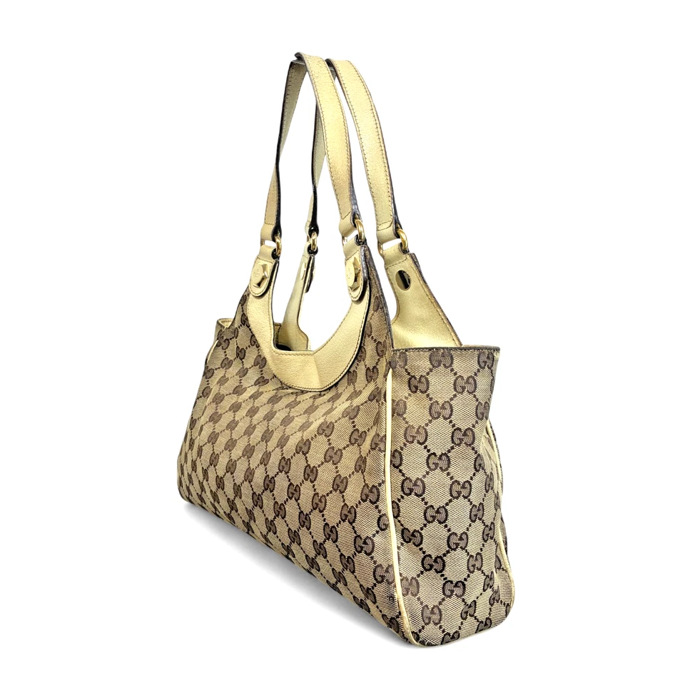 GUCCI Shoulder Handbag GG Canvas Brown 154982 Leather Trim Ivory Italy USED - Image 3 of 4