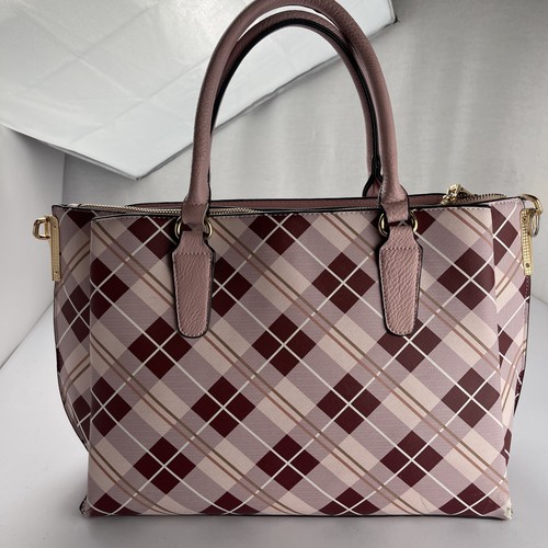 MKF by Mia K Collection Pink Plaid Shoulder Bag Purse Great Cond. Vegan Leather - Picture 5 of 24