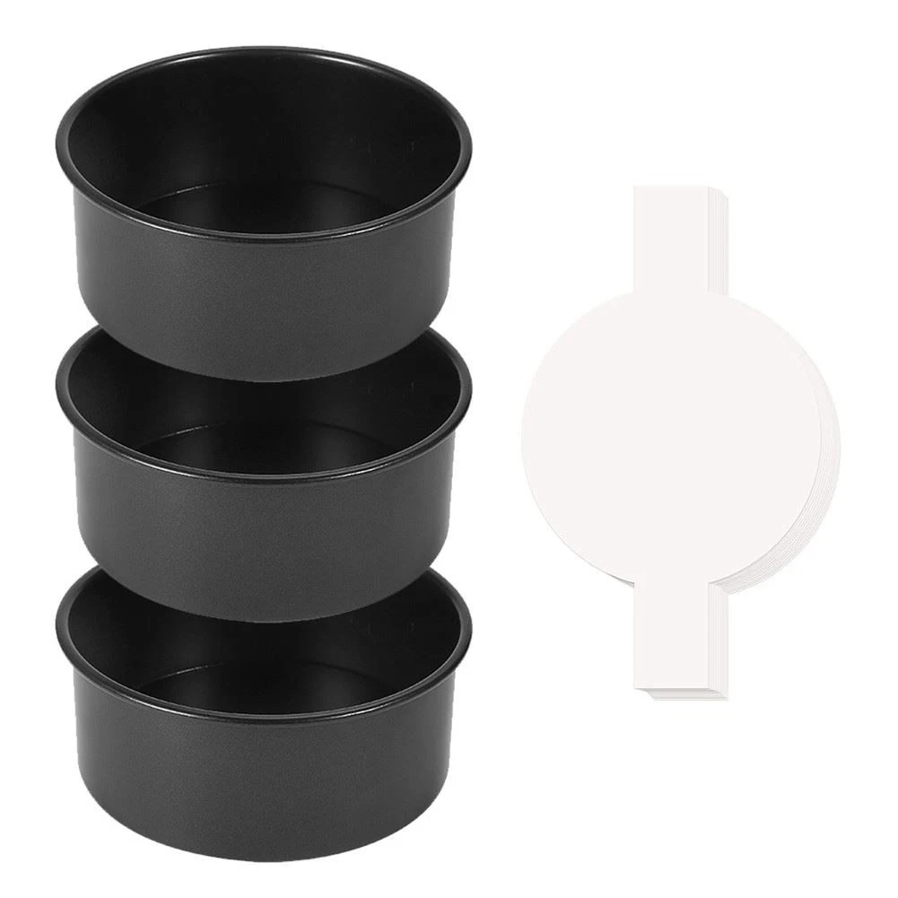 6Inch Cake Pan3pcsRound Cake Pans with 100 Pieces Parchment NonStick
