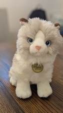 Aurora Small White  Gray Miyoni 8" Ragdoll Cat Plush Stuffed Animal