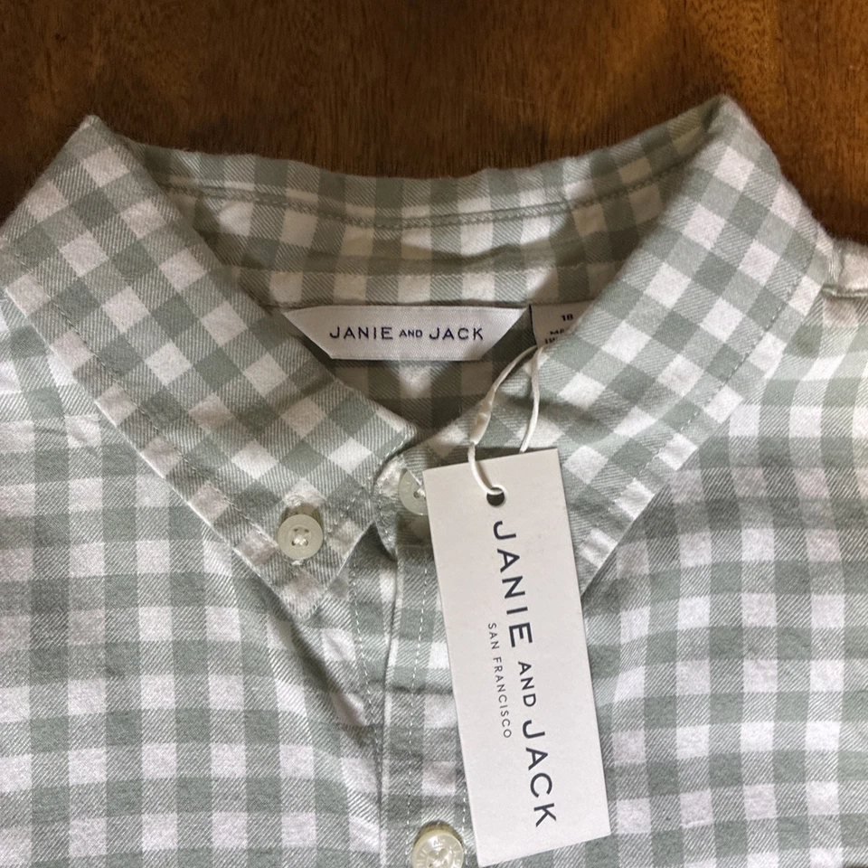 W TR Verde Cuadros Cepillado T Talla 18 Otoño Básico Janie and Jack Foto 4 de 4
