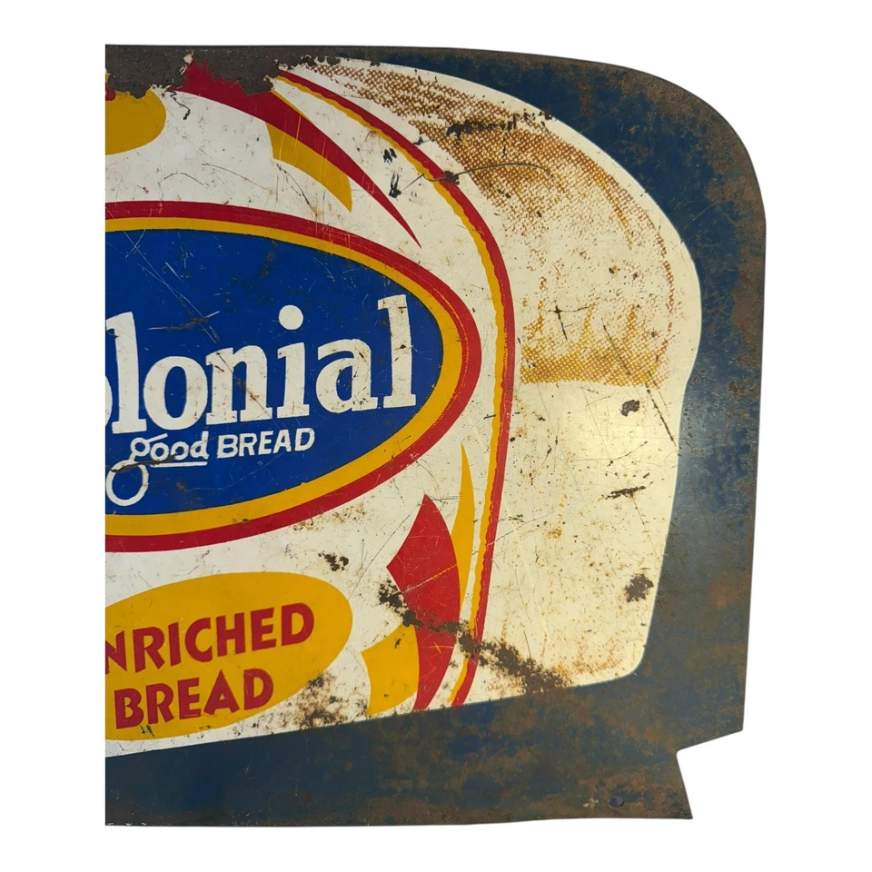 c1950s HOLSUM BREAD 2-Sided BAKERY Metal Rack Topper Sign 26” X 12.5” Os - Image 2 of 4