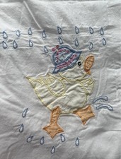 Vintage Ducky Crib Set - Blanket Quilt, Dust Ruffle Skirt, Sheet