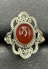 New Condition Sterling Silver Carnelian Genuine Ring Size 6 925