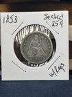 1853 Arrows & Rays Seated Liberty Quarter 25¢ – Fine Early U.S. Silver Type Coin