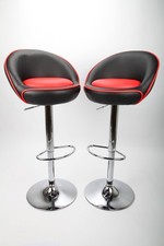 Barhocker Barstuhl Designstuhl Barsessel 2 Stück schwarz rot chrom point-home
