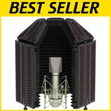 Premium Microphone Isolation Shield - 5 Panel Noise Reduction Vocal Booth