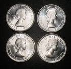 LOT OF 4 GEM SILVER BU 1960 CANADA 10 CENTS SILVER COINS UNC DIMES