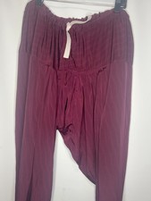 Burgundy Salwar Harem Pants Women Elastic Waist Traditional Indian Pakistani