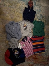 LOT of 7 Boys POLO Ralph Lauren Rugby Hoodie L/S Shirt Button Down Stripe Size 5