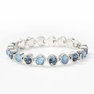 Touchstone Crystals by Swarovski BLUE CRUCH ICE Bracelet Rhodium  7 1/4''  3281