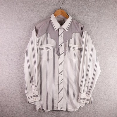 Kenny Rogers Western Collection Karman Mens XL Striped Snap Button Shirt White