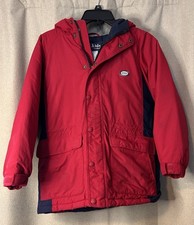 LLBean Kids Red Hooded Winter Ski Snow Jacket Size Medium 10-12