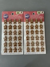 2 Xmas Gingerbread men Icing Decorations Wilton NEW edible cupcake cake topper 