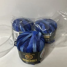 Lion INCREDIBLE Vtg. Ribbon Yarn Lot Of 3 #202 BLUE SHADES 50g Lot20843-4