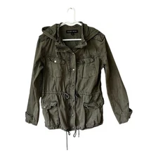 Blanc Noir Jacket Women’s Large Green Coat Full Zip Hooded Military Casual