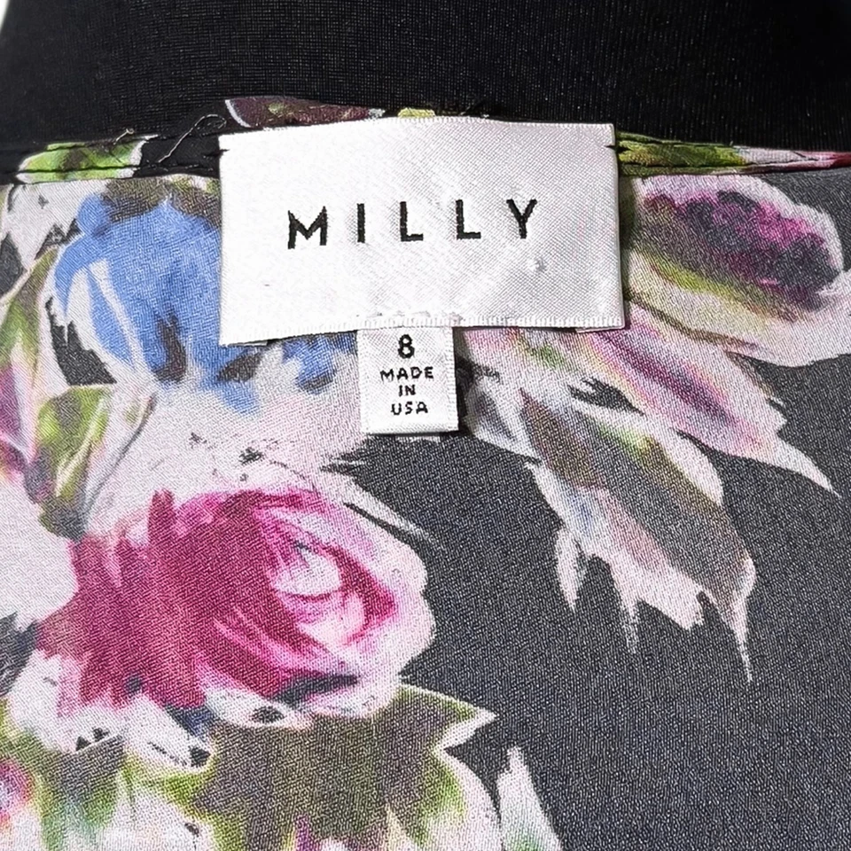 Vestido para mujer MILLY Audrey 8 seda floral envolvente volantes gasa boda fiesta EE. UU. Foto 3 de 4