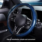 Car Steering Wheel Cover Accessories Glossy Carbon Fiber Non-slip 15" For Ford