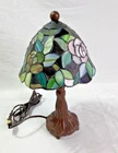 Vintage Tiffany Style 15" Tall Table Desk Stained Floral Glass Table Lamp