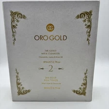 Oro Gold 24k Exfoliating Milk Cleanser & Skin Toner  2.7 oz Each FULL NOT SEALED