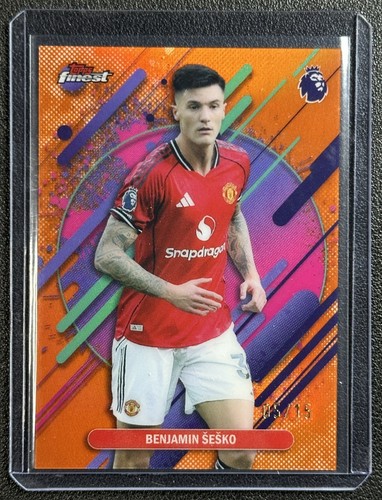 BENJAMIN SESKO 2025-26 TOPPS FINEST P/L #269 RARE ORANGE REFRACTOR 5/15 MAN U