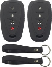 2Pcs Black Rubber Silicone 4 Buttons Smart Key Fob Cover Cas Color: 2pcs Black