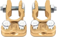CZC AUTO Battery Terminals Connectors Clamps, Brass Positive & Negative Gold 