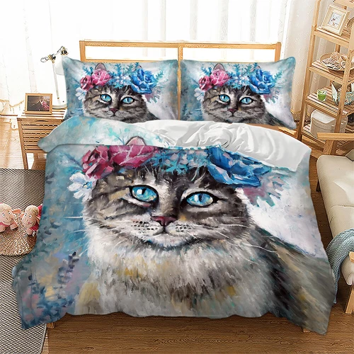 Cat Animals Quilt Duvet Cover Pillowcases Bedding Set Single Double King Size UK - Picture 56 of 64