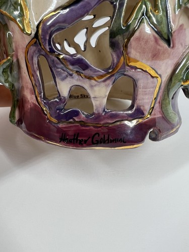 RARE Blue Sky Clayworks Ceramic Pumpkin Cottage Bumble Bee Heather Goldminc 2001 - Picture 5 of 6