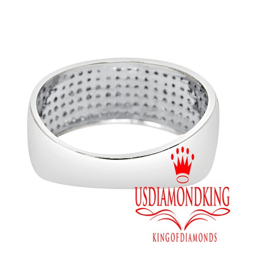 10K MEN'S/LADIES WHITE GOLD 9 MM WEDDING BAND REAL NATURAL DIAMOND RING 1/2 CT - Picture 5 of 7