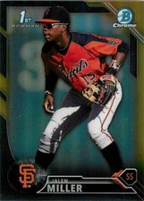 JALEN MILLER 2016 Bowman Chrome BLACK AND GOLD REFRACTOR RC #BCP206 Giants 