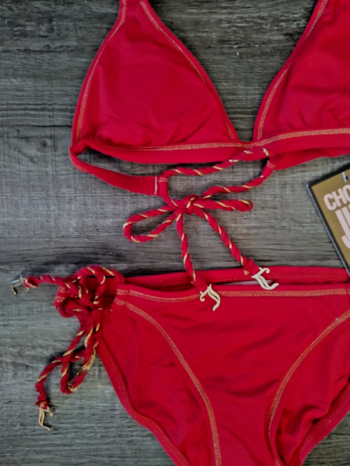 $148 Nuevo Traje de Baño Bikini Y2K Juicy Couture XS Pequeño Rojo Dorado Tanga X Pequeño P Foto 4 de 4