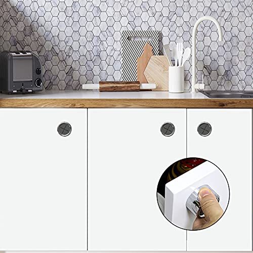 3 Pieces Kitchen Towel Hooks Round Adhesive Dish Towel Hook Premium Chrome - Picture 6 of 7