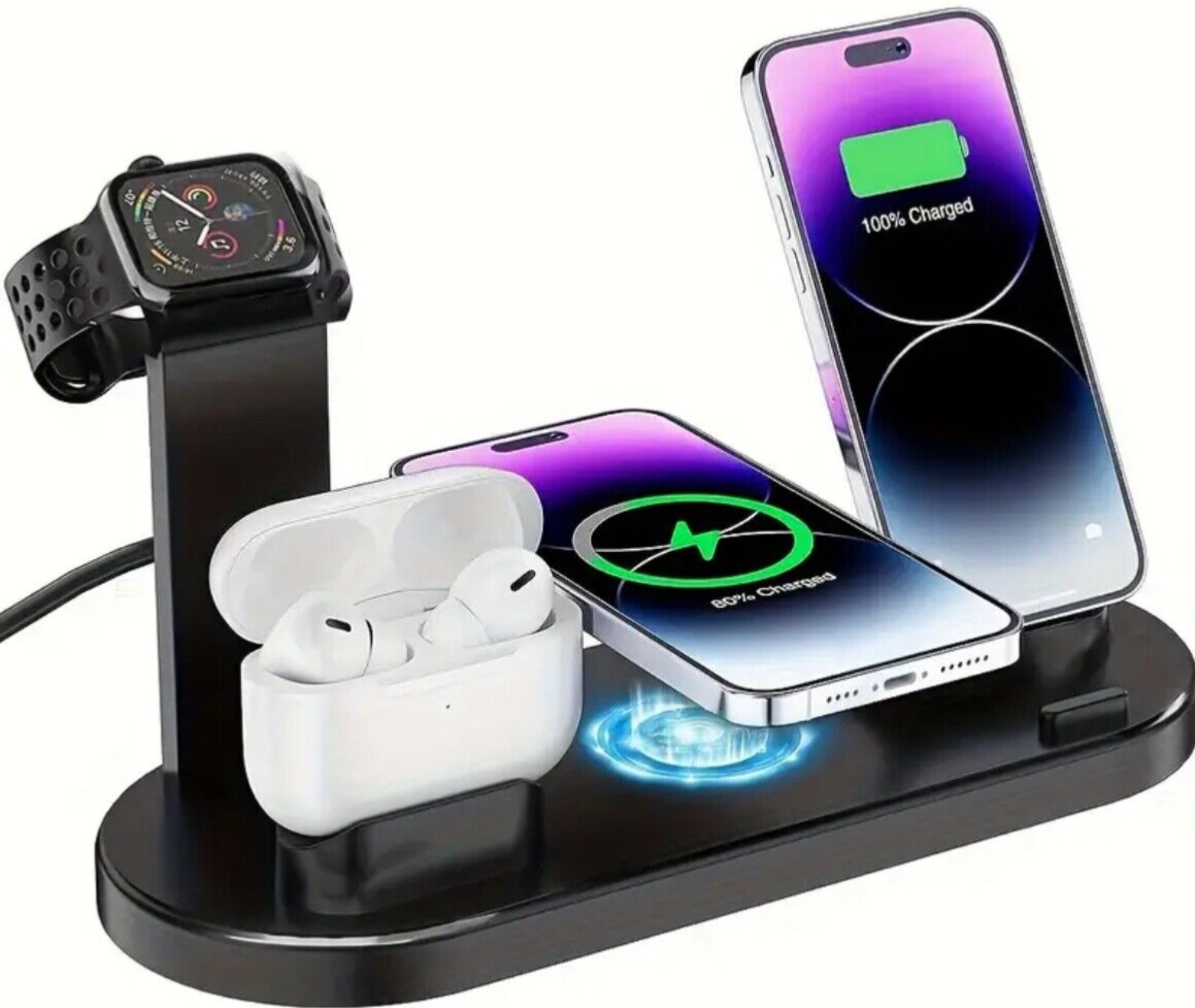 wireless charger iphone 3 part stand for watch phone and airpods Iphone 8&up-image