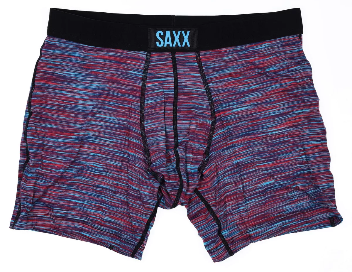 Saxx 285027 Men's Boxer Briefs Underwear Red/Blue Space Dye X-Large