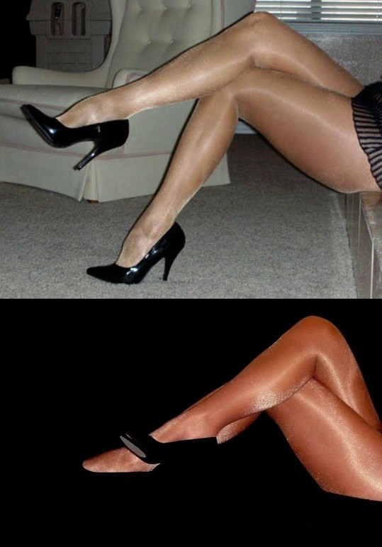 Peavey Shimmery High Gloss Shiny Legs Tights Hooters Uniform Drag Queen Hosiery image 10