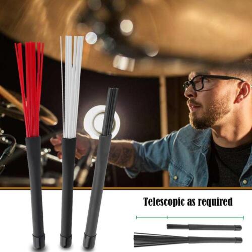 2pcs Drum Brushes Sticks Rubber Handle Retractable Drumming Stick Drum Kit Parts