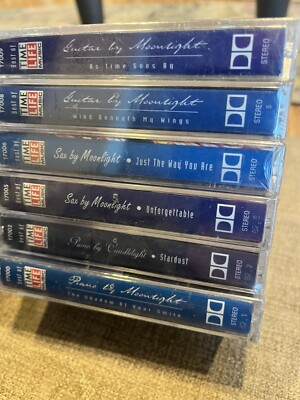 Time Life Guitar & Sax & Piano By Moonlight Six Cassette Tapes Lot New Sealed