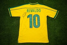 Rivaldo Signed Brazil Shirt 1998 World Cup Genuine Signature AFTAL COA