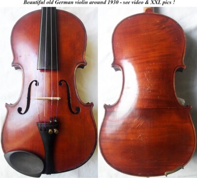FREE SHIP: OLD GERMAN VIOLIN 1930 - video- ANTIQUE MASTER バイオリン скрипка 小提琴 573
