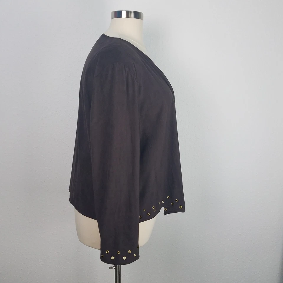 INC International Concepts Faux Suede Jacket 3X Brown Open Front Cardigan New  - Image 3 of 4