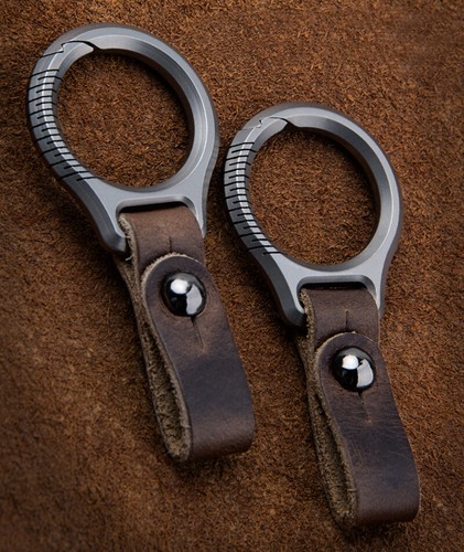 EDC Titanium Alloy Leather Porable Hanging Buckle Car Keychain Key Belt Waist - Picture 10 of 12