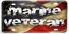 MARINE CORPS VETERAN USA VINTAGE FLAG LICENSE PLATE MADE IN USA