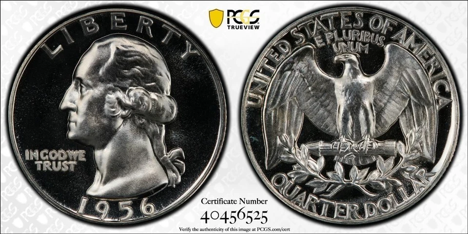 1956 Washington Quarter Proof PCGS PR67 CAMEO FS-701 Reverse Die Gouge Trueview - Image 3 of 3