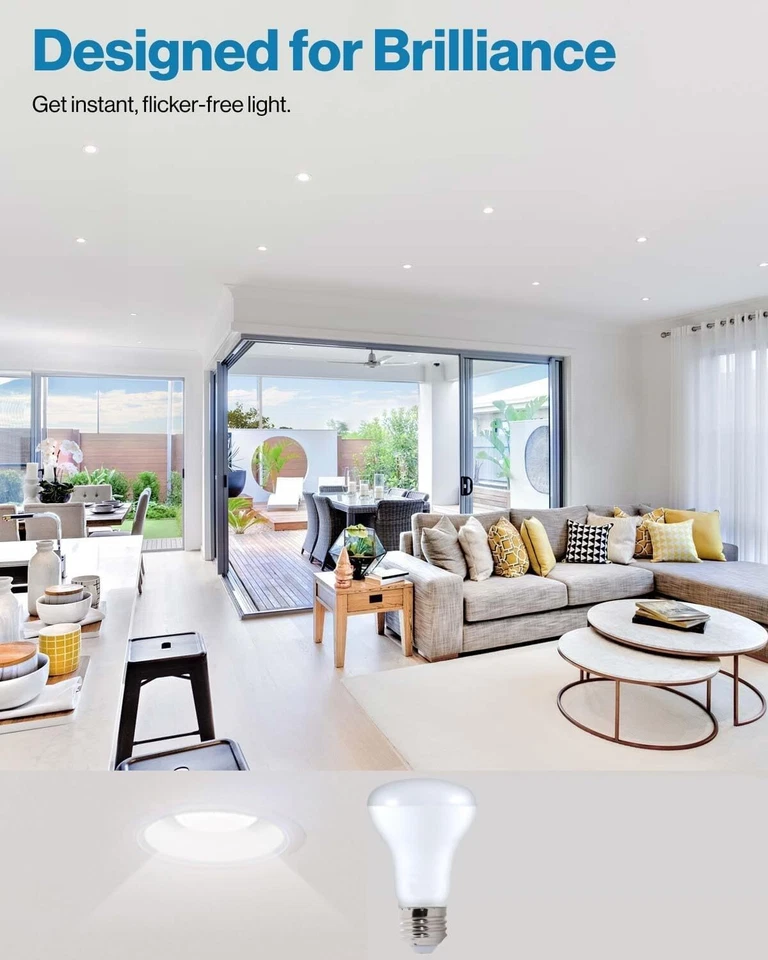 4Pack R20 Reflector Recessed LED Flood Light Bulb, 7.5W(50W), 525LM, 3000K, E26 - Image 4 of 4